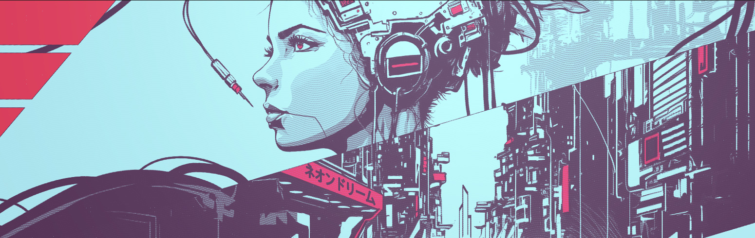 Cyberpunk Girl In Neon World Illustration. Fantastic Future